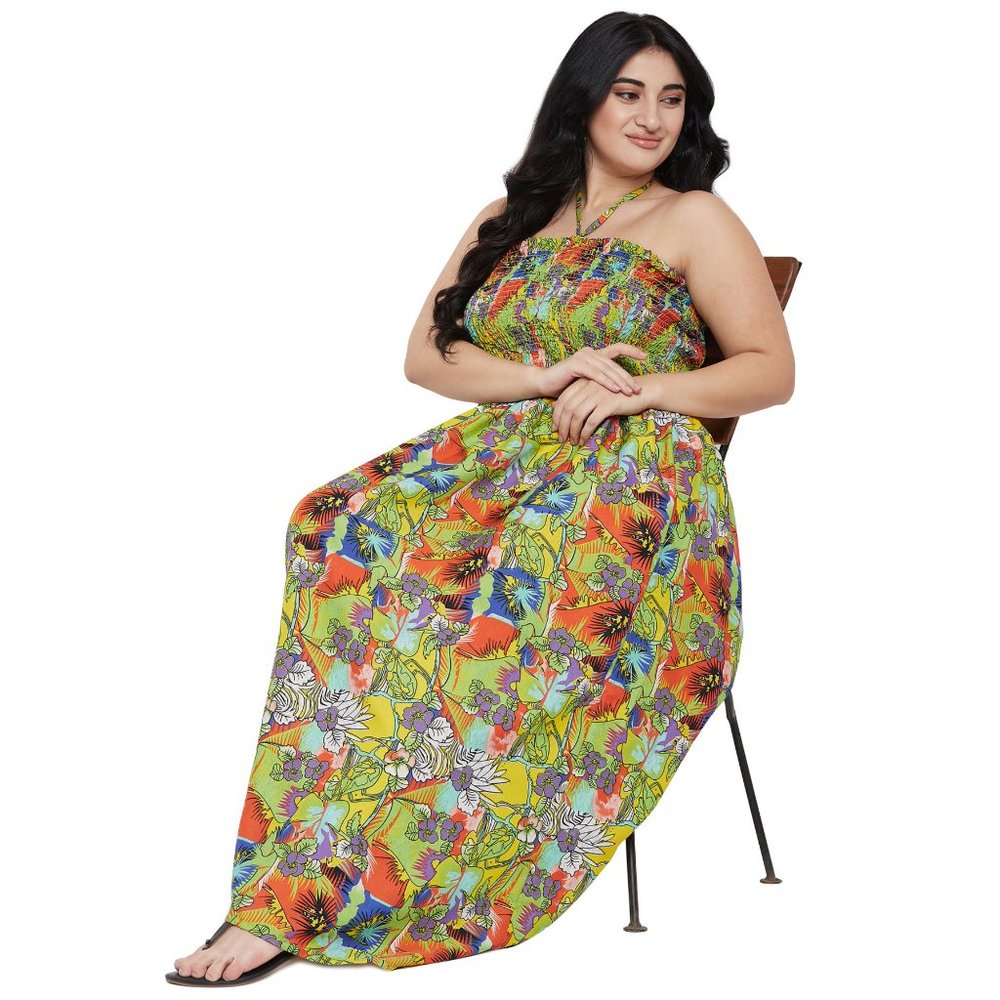 Floral Print Multicolor Polyester Tube Dress for Women - Picture 7 of 7